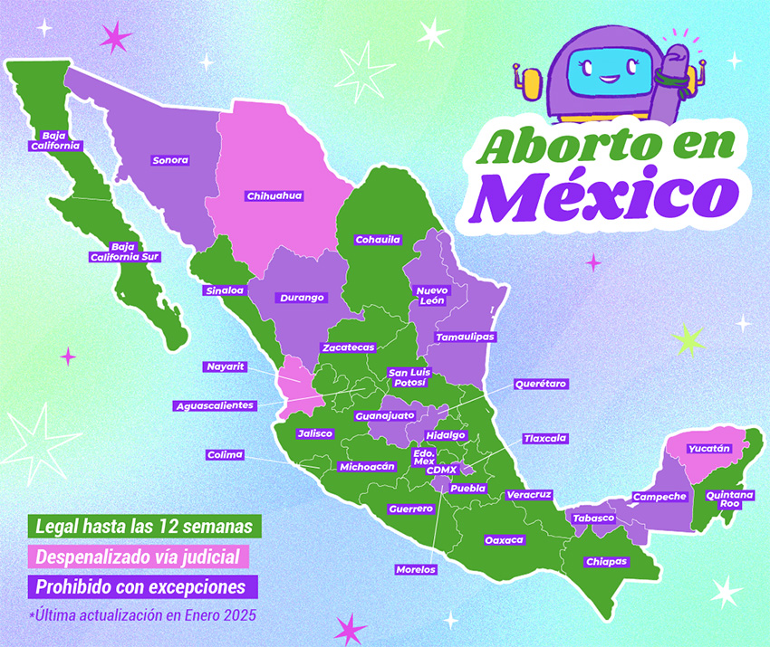 El aborto en México es legal hasta 12 semanas y despenalizado por tribunales